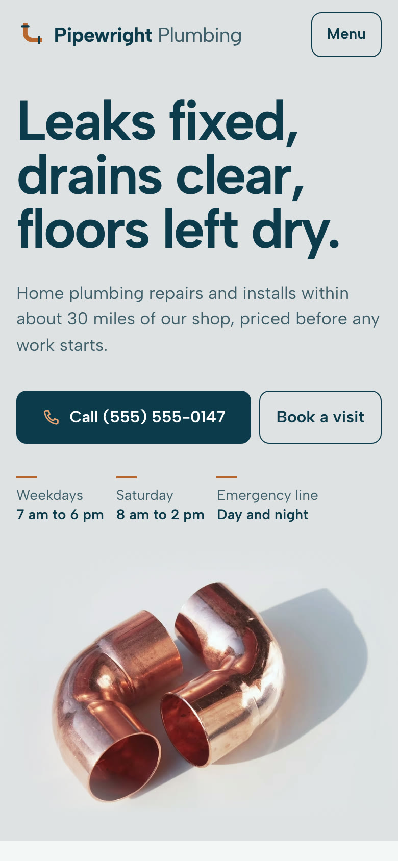 The same site on a phone